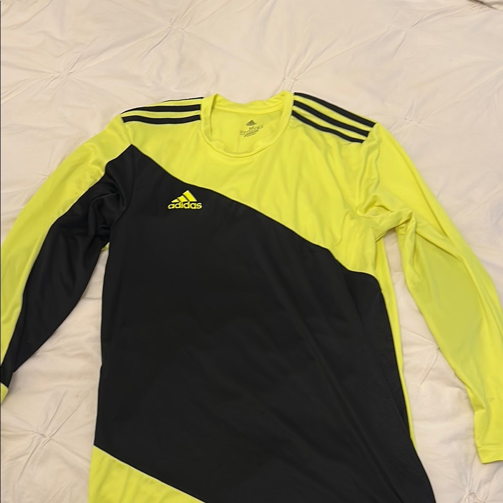Adidas Men's Yellow and Black Shirt